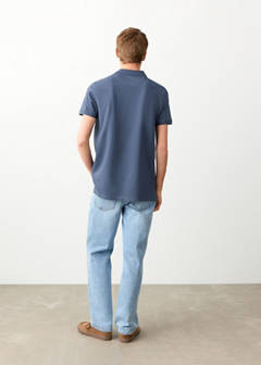 Short-sleeved cotton polo shirt — Navy 6