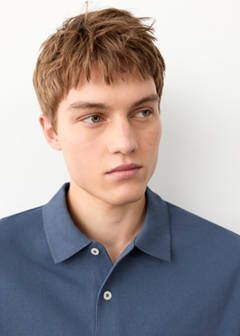 Short-sleeved cotton polo shirt — Navy 3