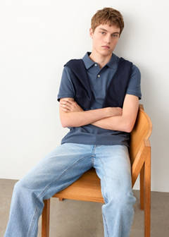Short-sleeved cotton polo shirt — Navy 4