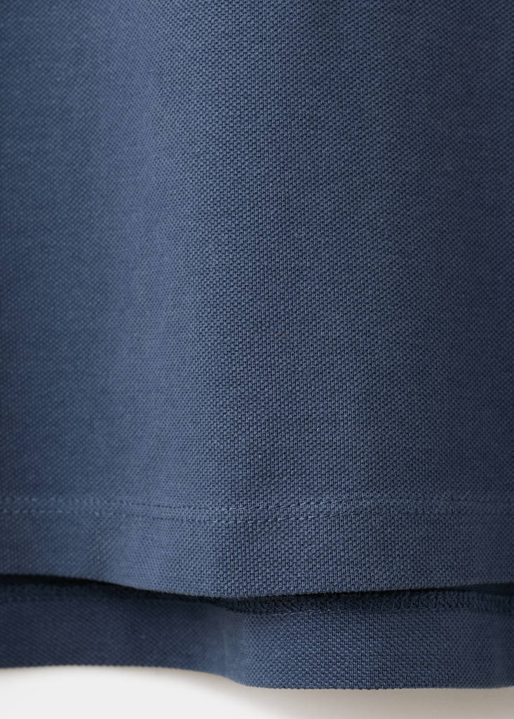 Short-sleeved cotton polo shirt — Navy