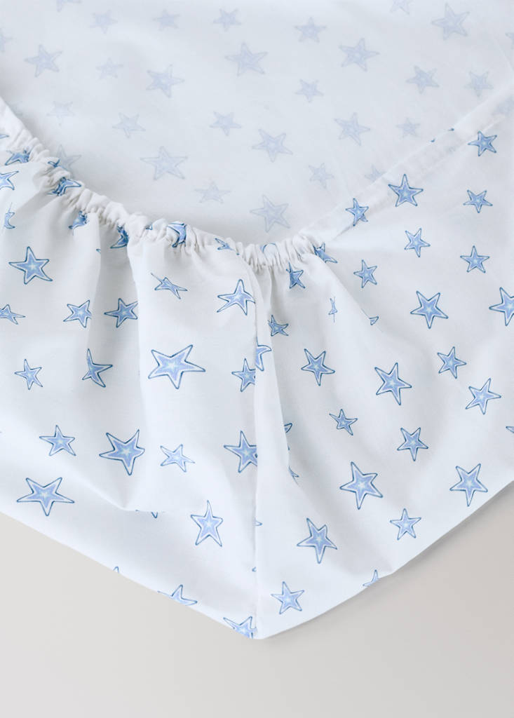 Sábana bajera infantil algodón percal estrellitas Cama 90 cm