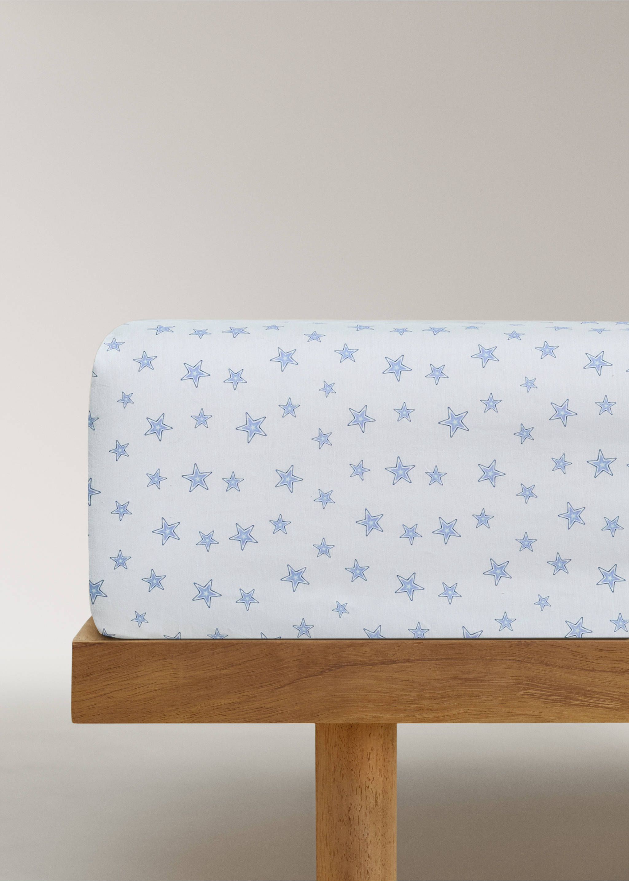 Children's fitted sheet in starry cotton percale for a 90 cm bed - Article without model, Blue. Ref: 27014064-00.