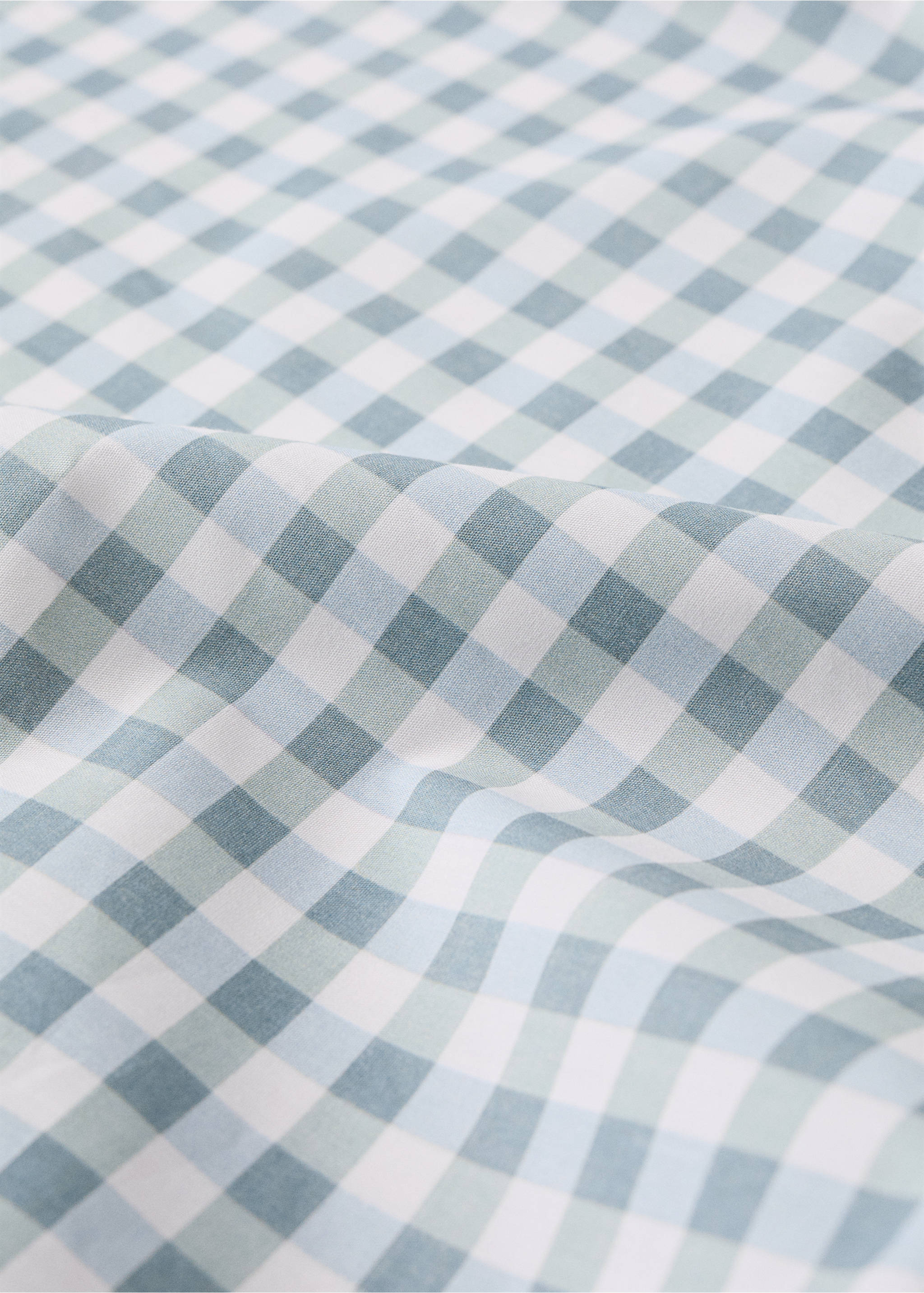 Fitted sheet cotton gingham 90 cm bed - Details of the article 2, Mint Green. Ref: 27014065-00.