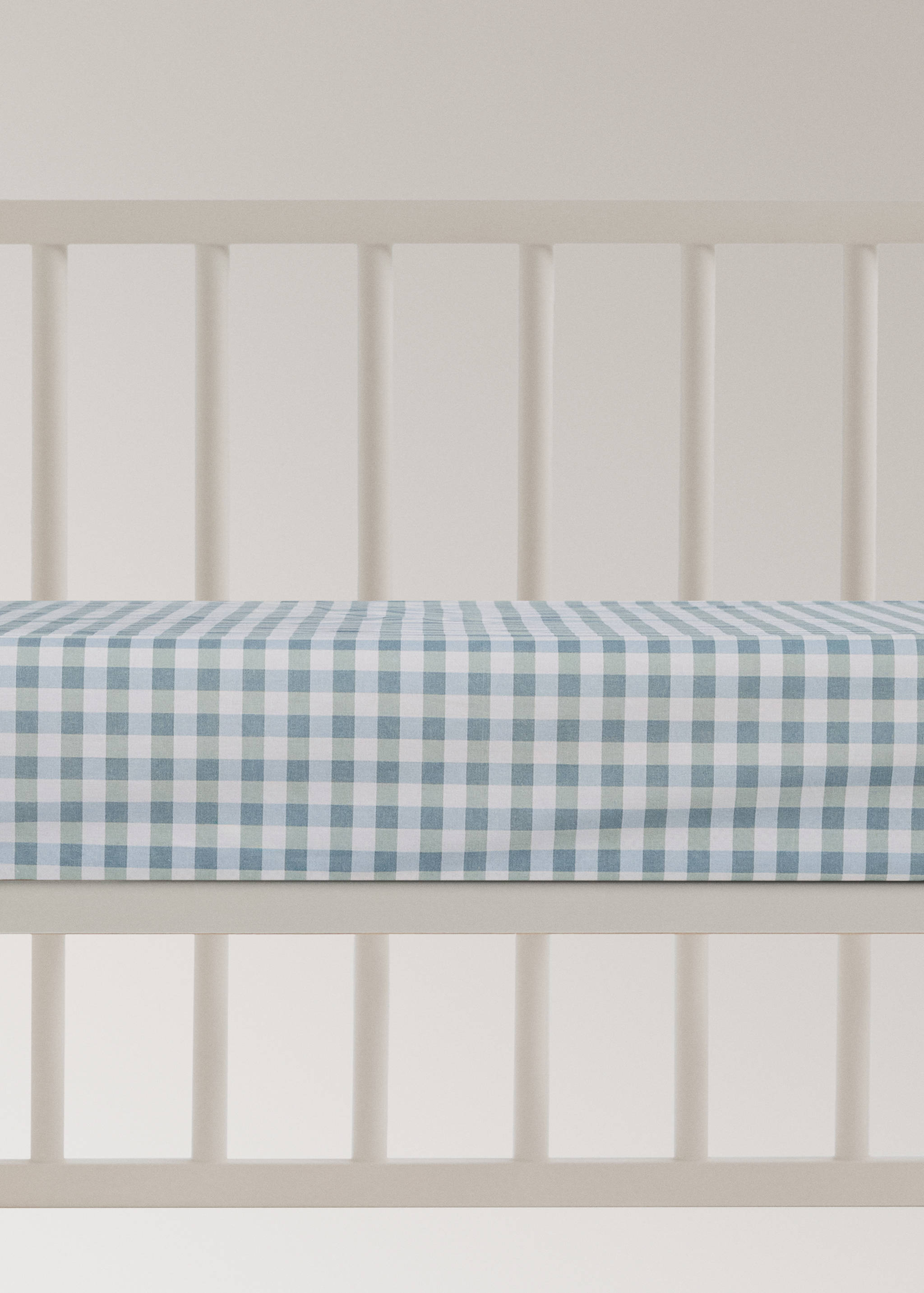 Cot bed fitted sheet in vichy check cotton - Article without model