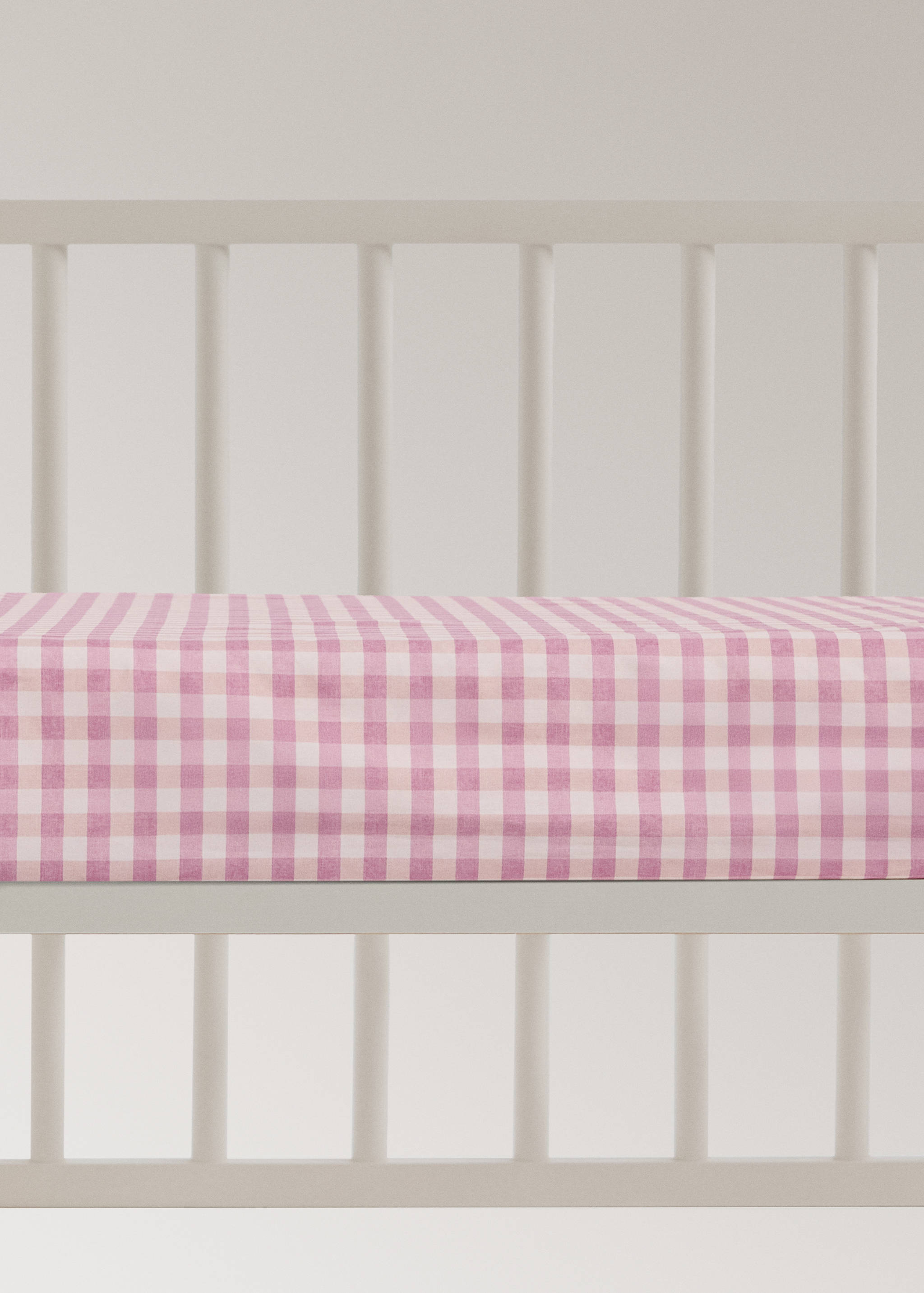 Cot bed fitted sheet in vichy check cotton - Article without model