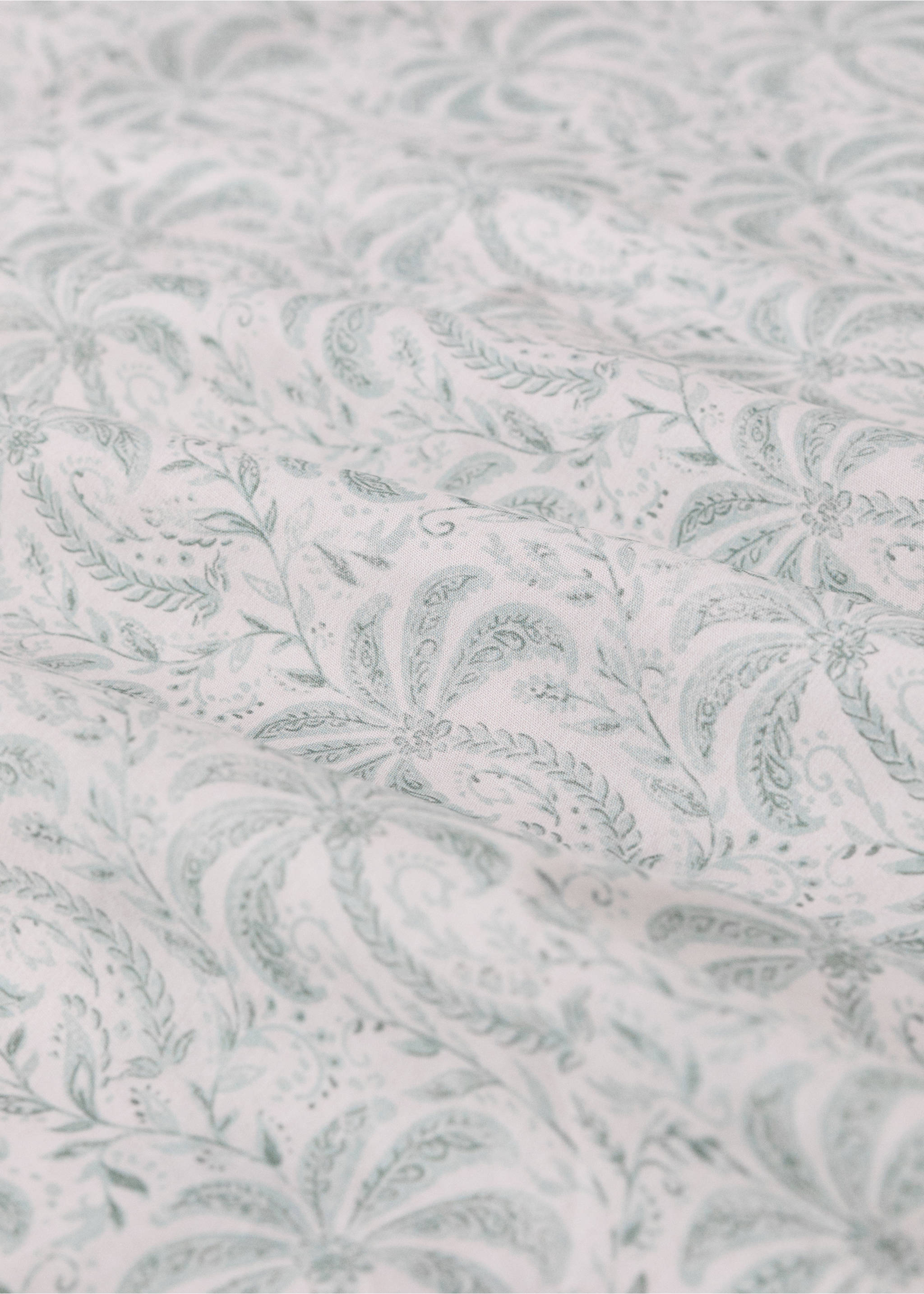 Housse de couette percale de coton imprimé palmiers Lit 90 cm - Détail de l'article 2, Vert pastel. Ref: 27014067-00.