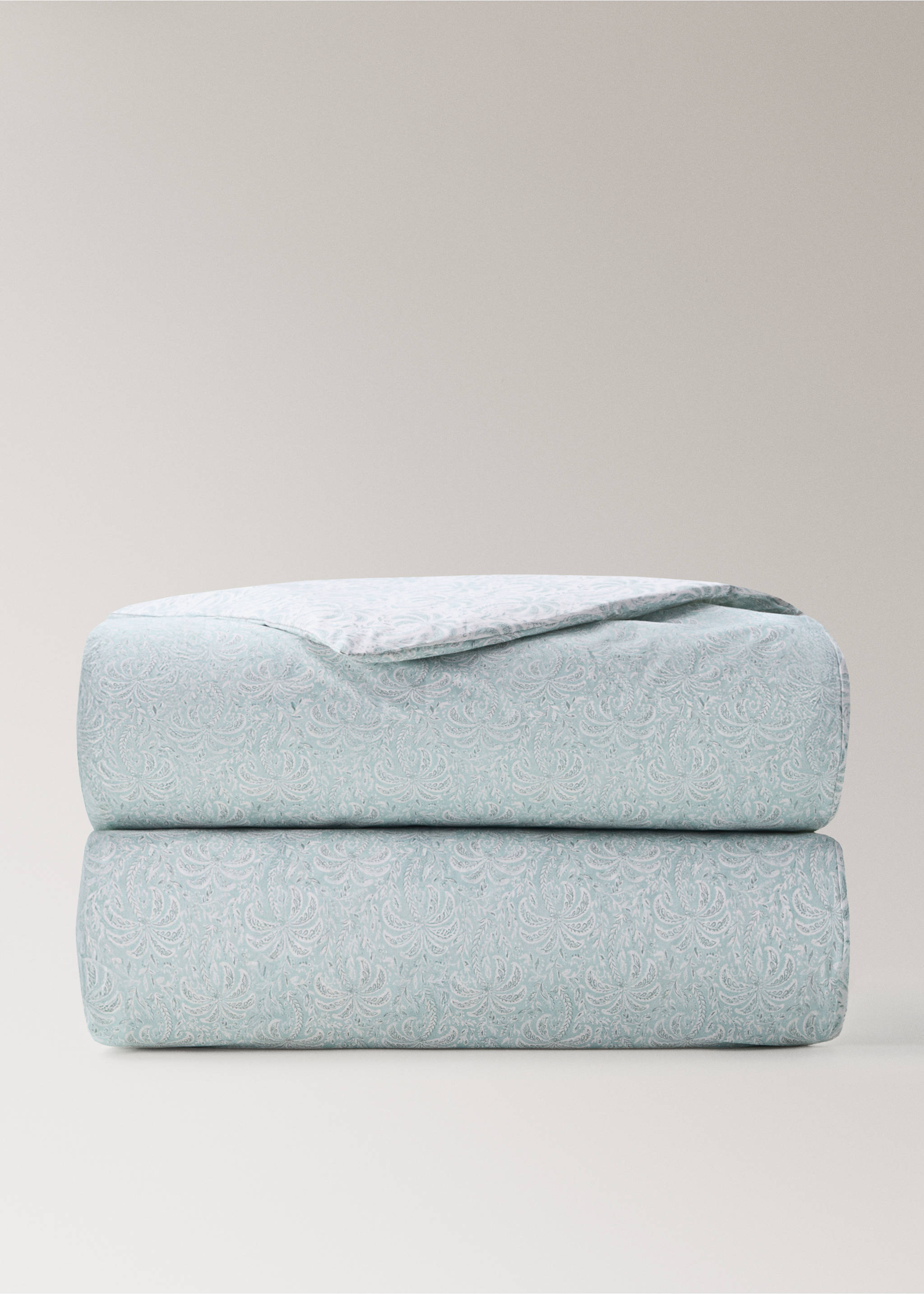 Percale cotton palm tree duvet cover for a 90 cm single bed - Article without model, Pastel Green. Ref: 27014067-00.