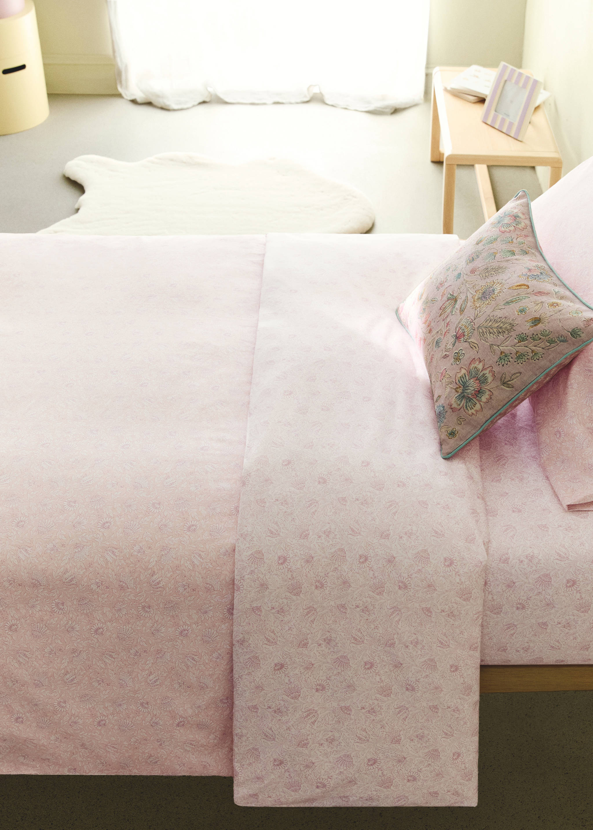 Percale cotton palm tree duvet cover for a 90 cm single bed - General plane