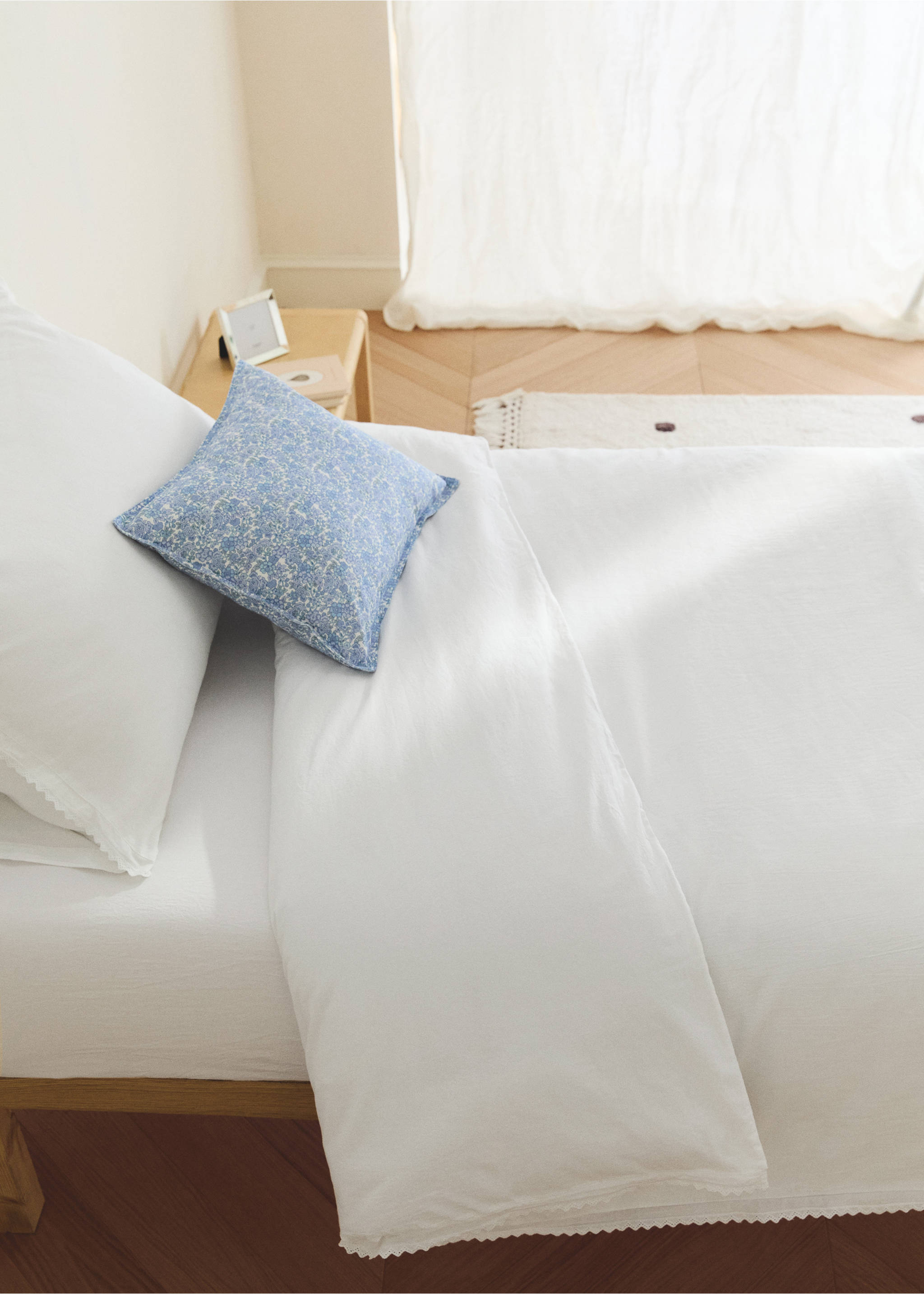 Children's percale garment-washed duvet cover for 90 cm bed - General plane, White. Ref: 27014069-00.