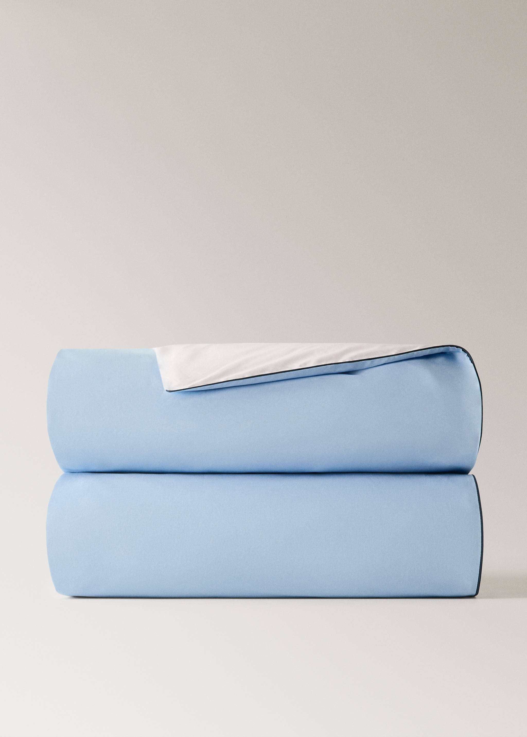 Children's reversible cotton percale duvet cover with contrast piping for a 90 cm bed - Article without model