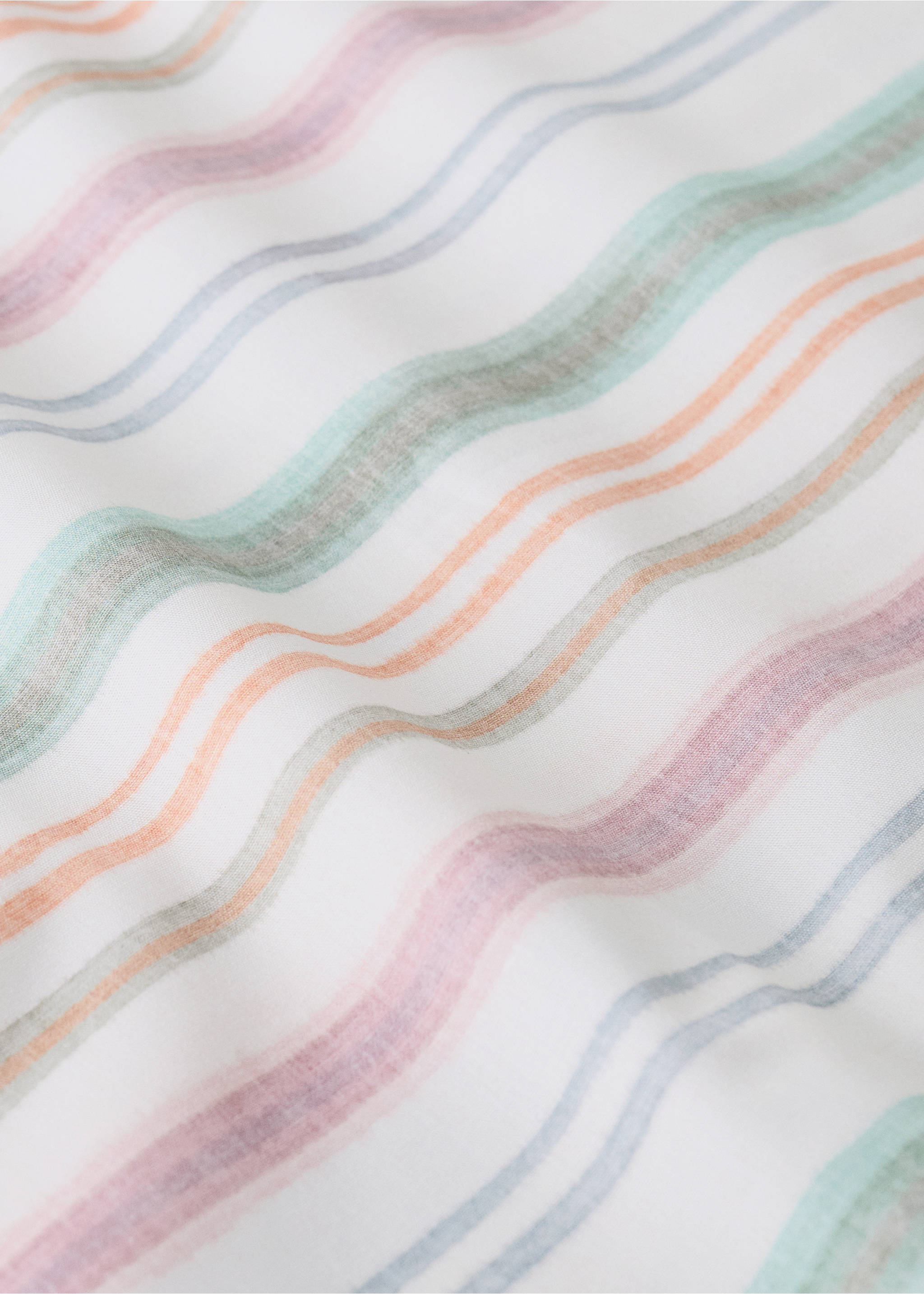 Multicoloured striped percale cotton duvet cover for a 90 cm bed - Details of the article 1, Green. Ref: 27014071-00.