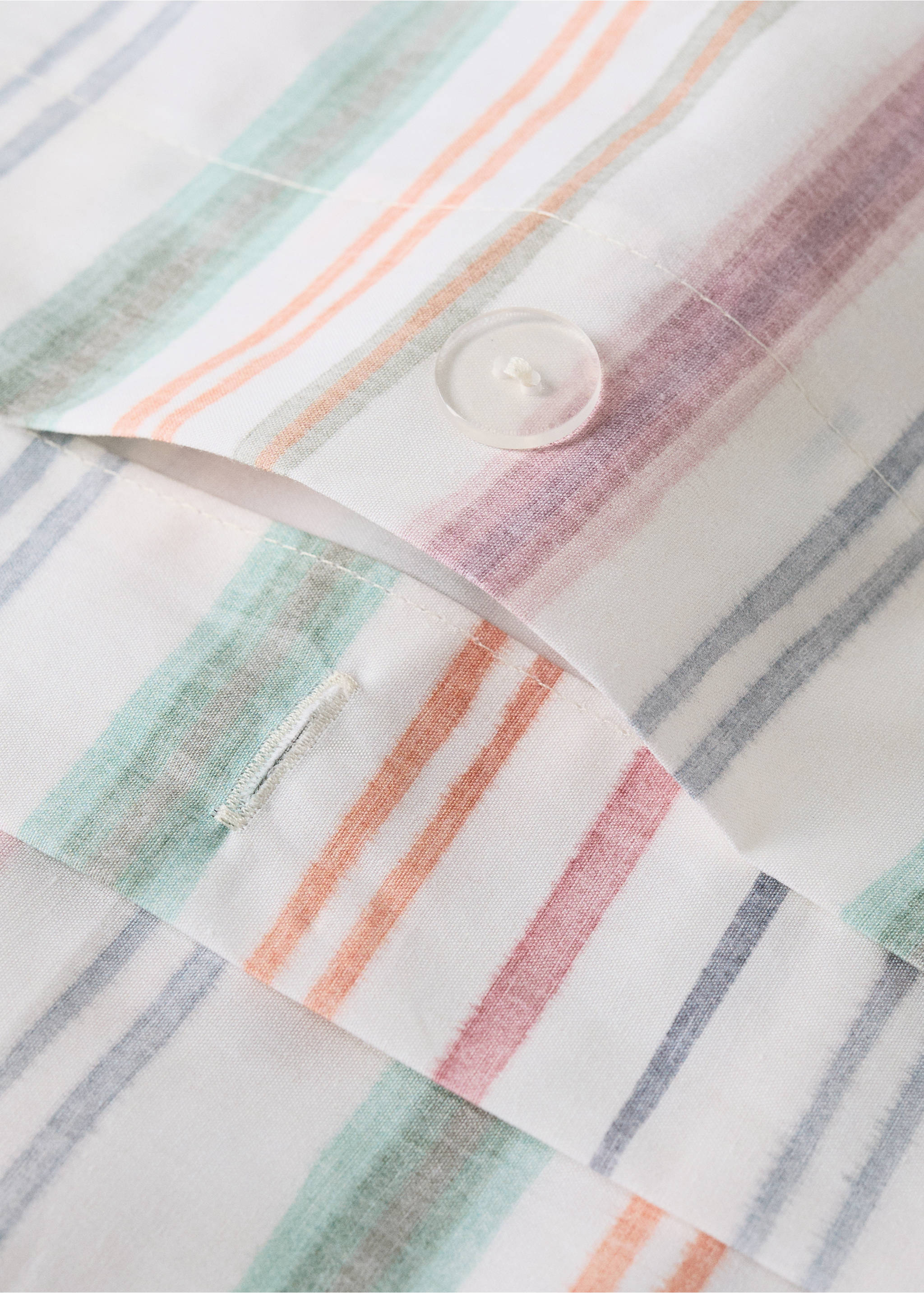 Multistripe percale cotton duvet cover, colours Bed 135/140 cm - Details of the article 2, Green. Ref: 27014072-00.