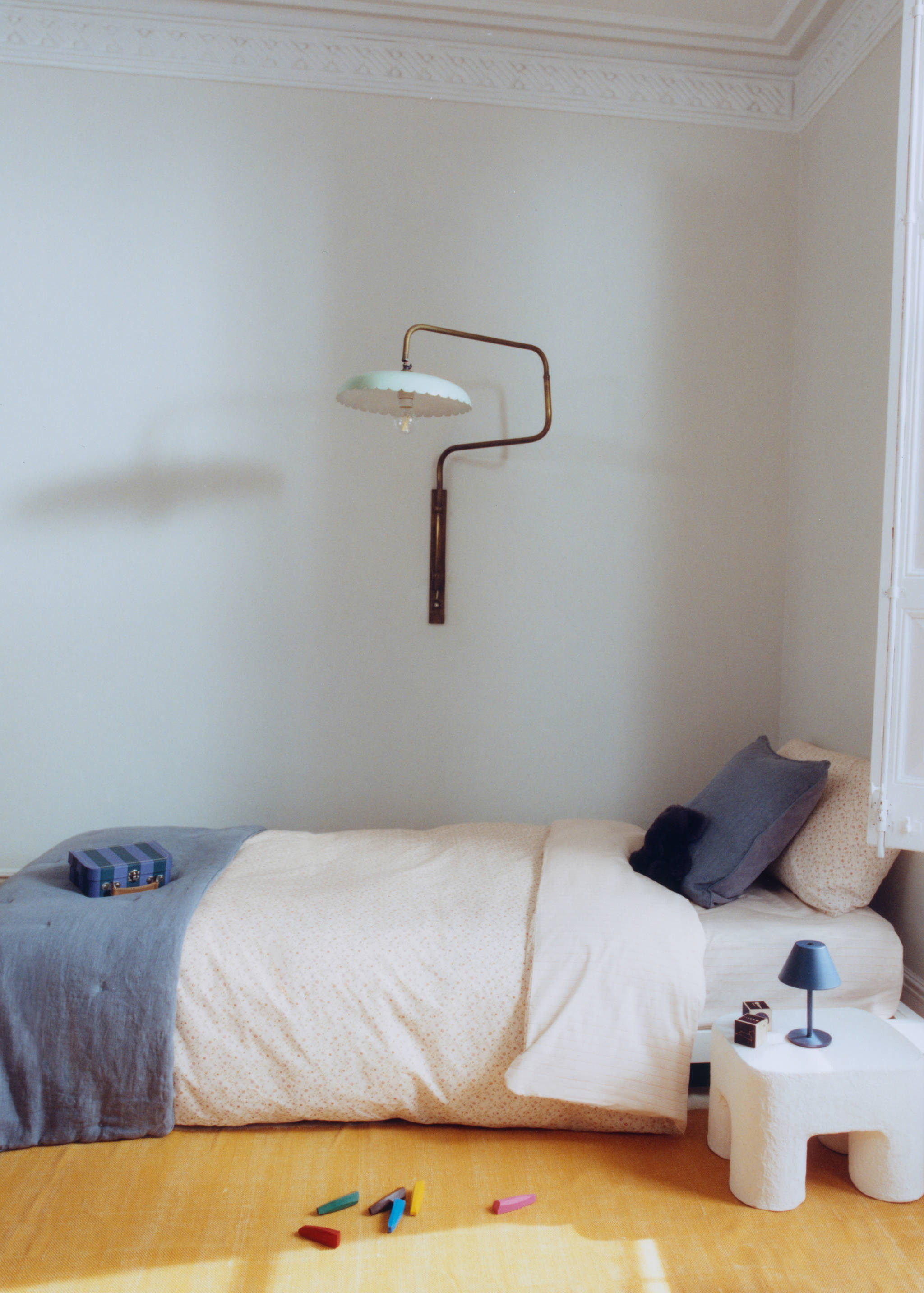 Reversible children's duvet cover stripes flowers 90 cm bed - Details of the article 6