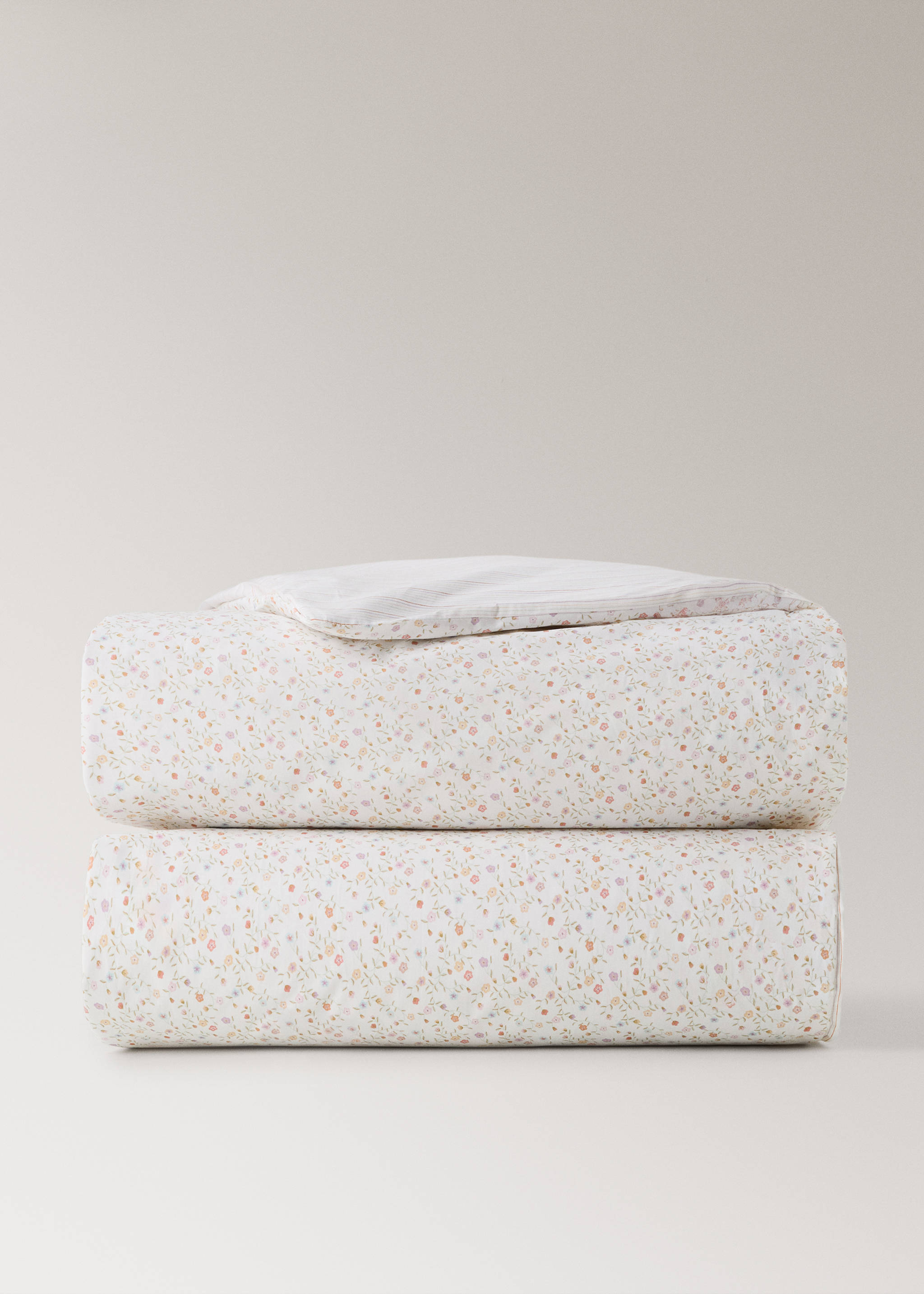 Children's reversible duvet cover stripes flowers Bed 135/140 cm - Article without model
