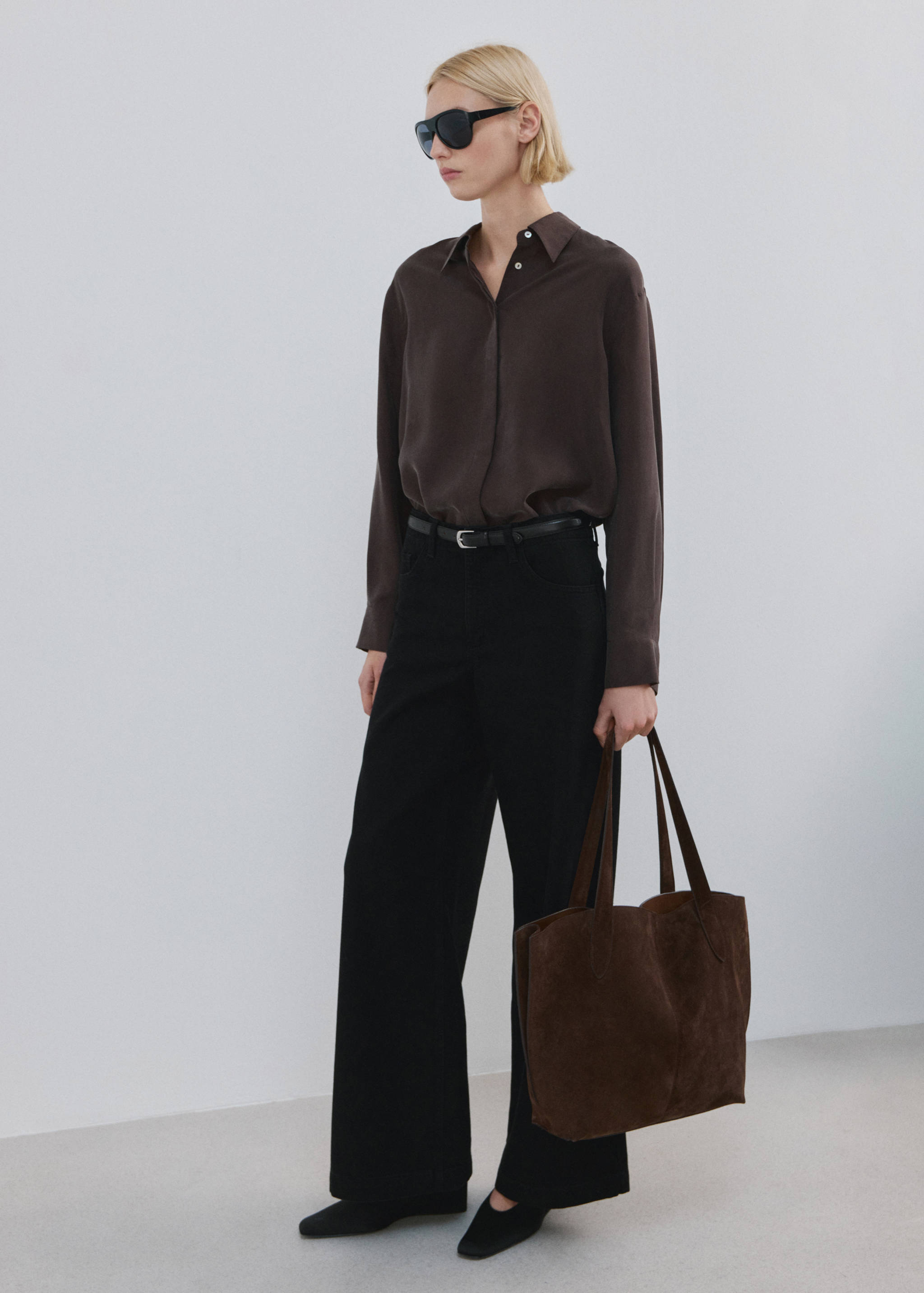 Wide leg mid-rise jeans - General plane