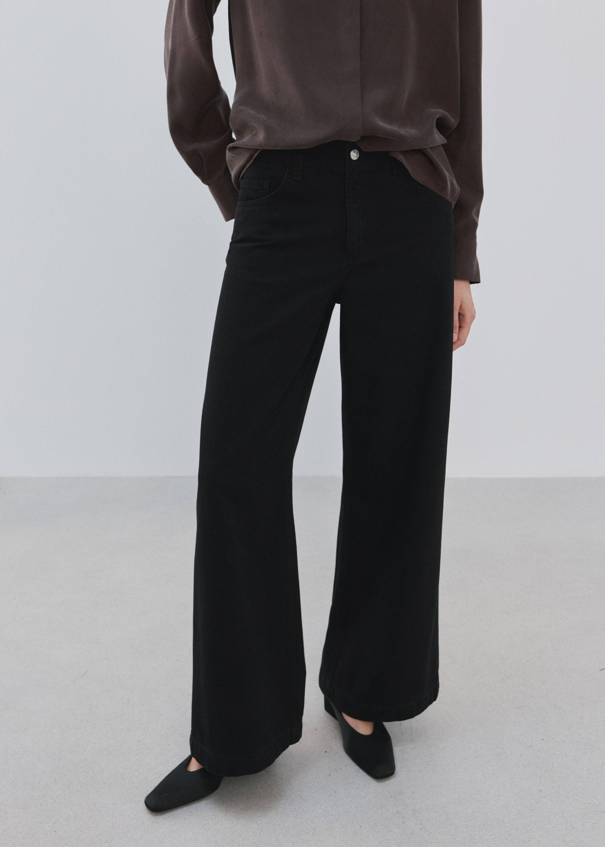 Wide leg mid-rise jeans - Medium plane