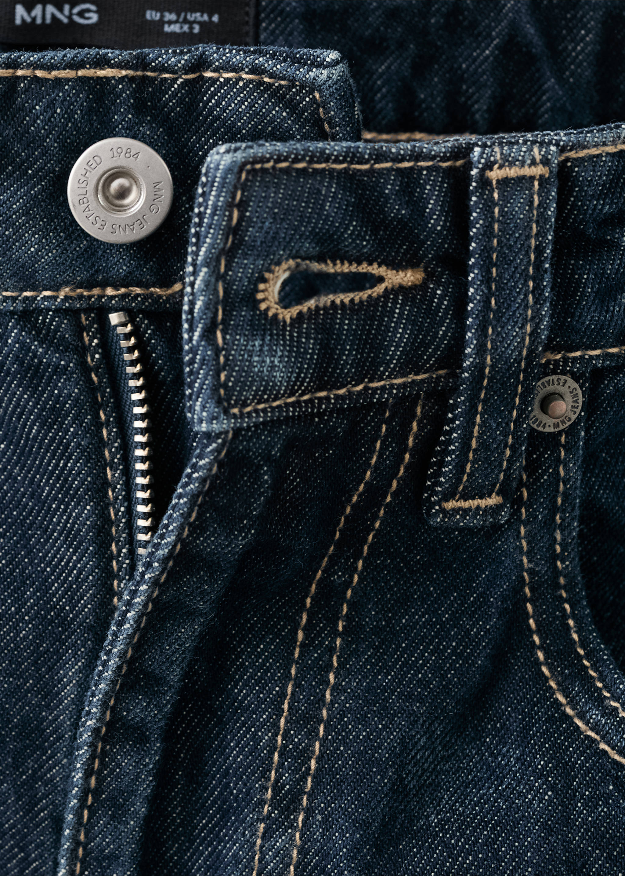 Wide leg jeans with turn-up hem - Details of the article 8, Open Blue. Ref: 27014078-00.