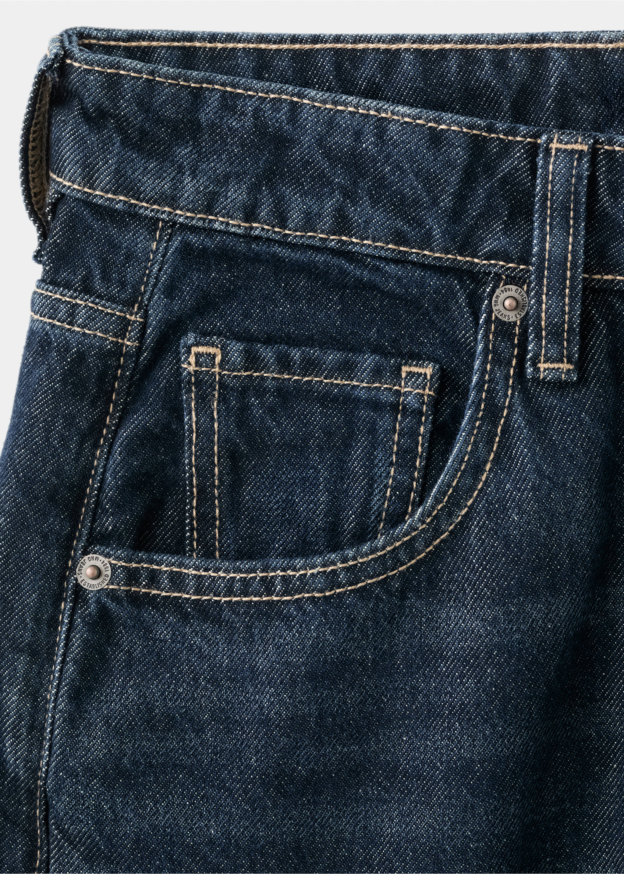Wide leg jeans with turn-up hem - Details of the article 0, Open Blue. Ref: 27014078-00.