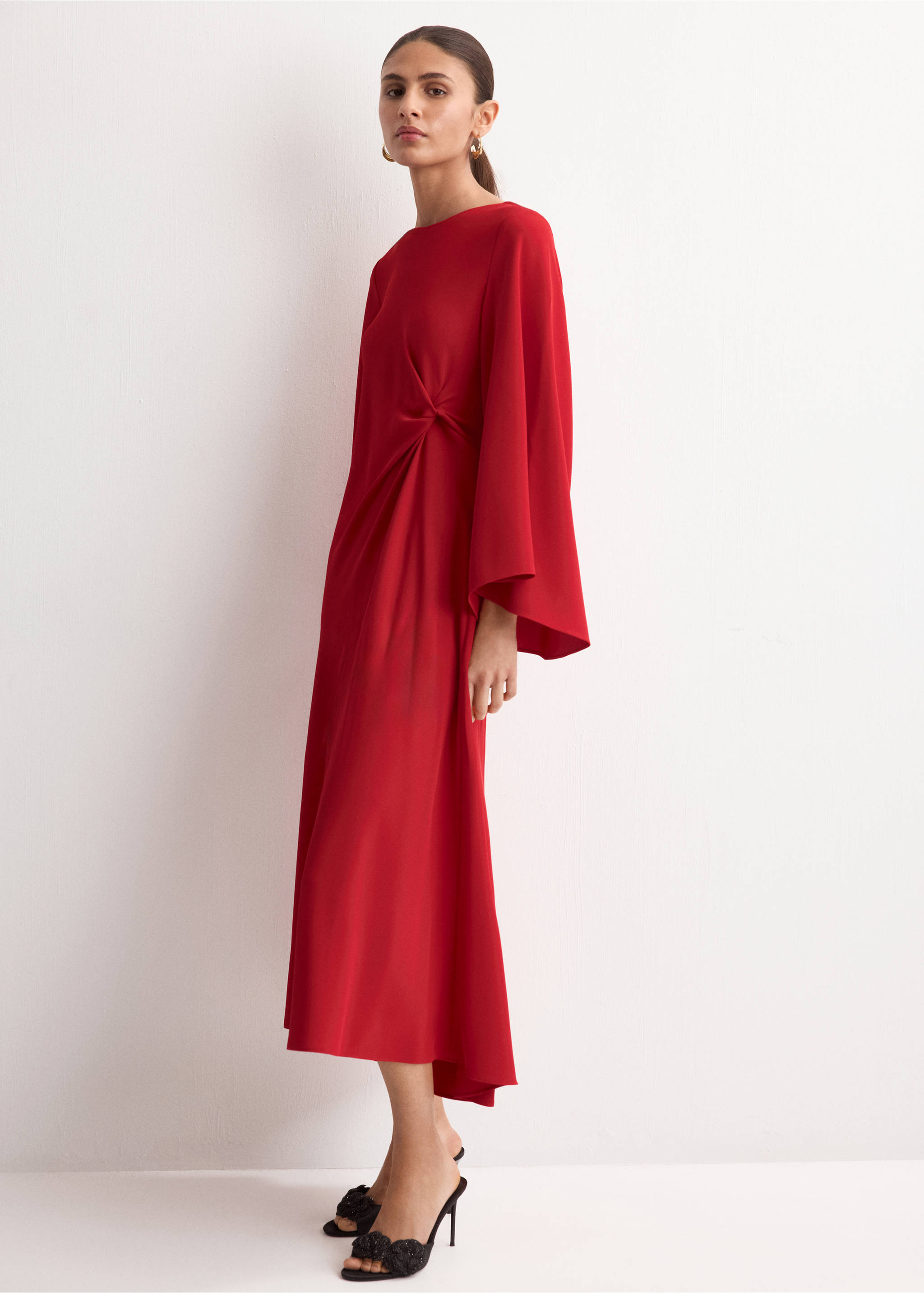 Ruched satin dress - General plane, Red. Ref: 27014080-00.