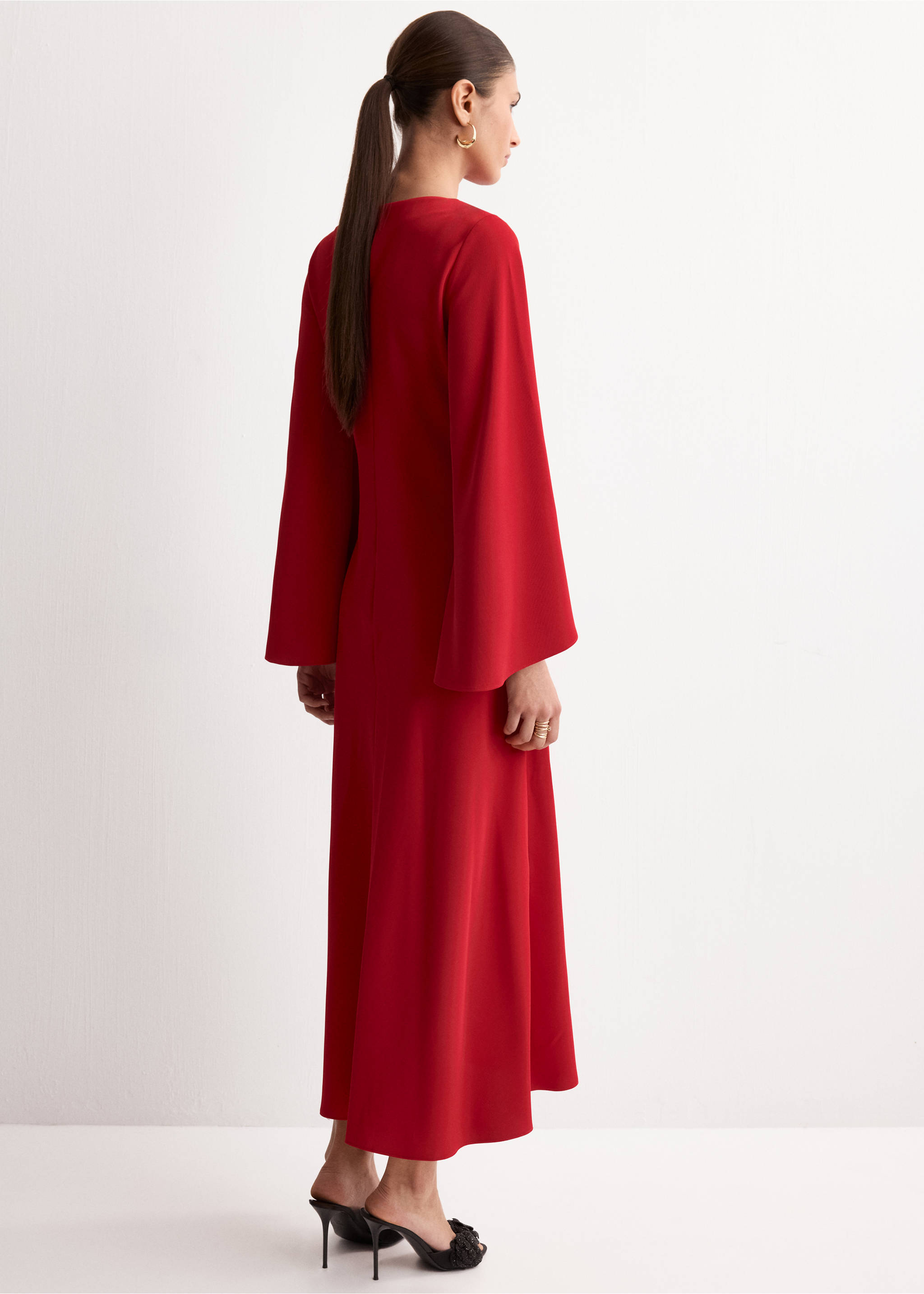 Ruched satin dress - Reverse of the article, Red. Ref: 27014080-00.