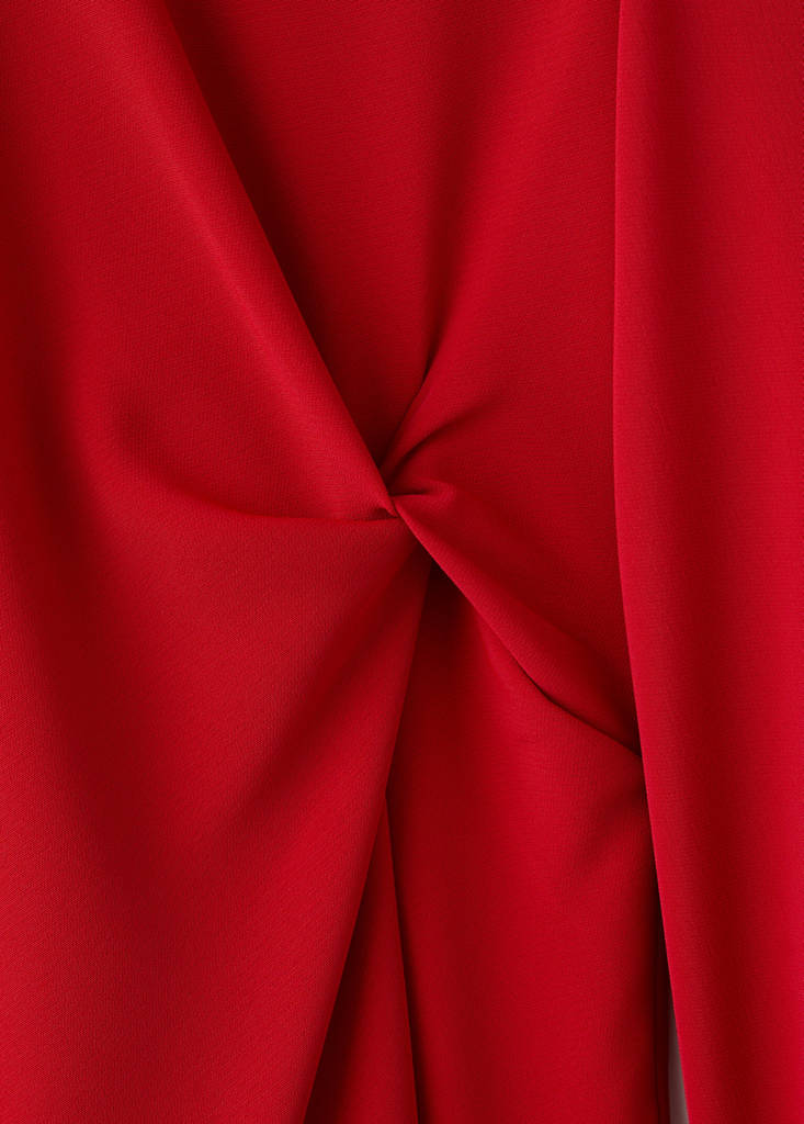 Ruched satin dress — Red