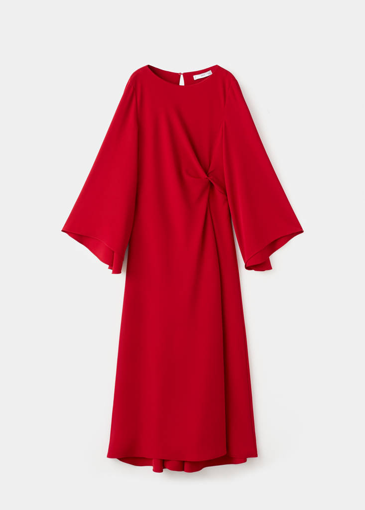 Ruched satin dress — Red