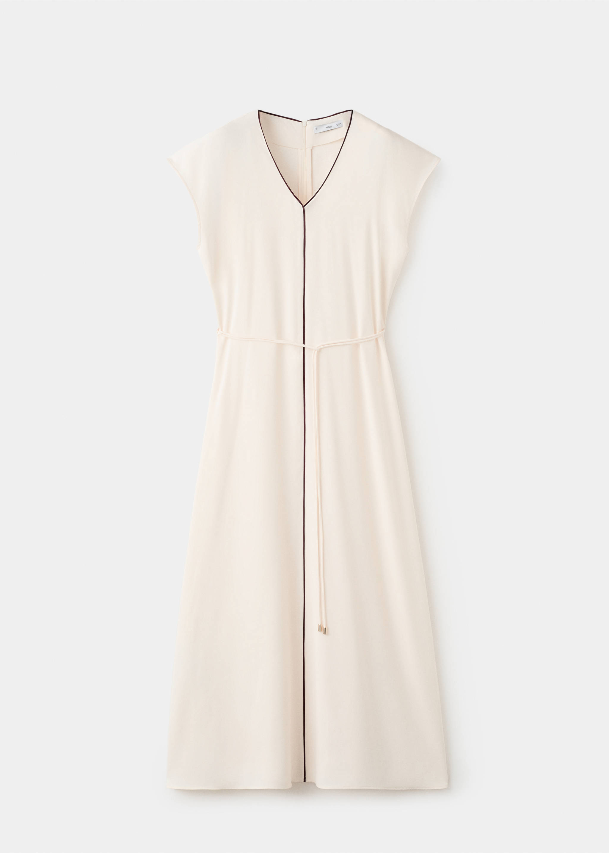 فستان بثنايا بحزام - منتج دون نموذج, بيج فاتح. Ref: 27014081-00.