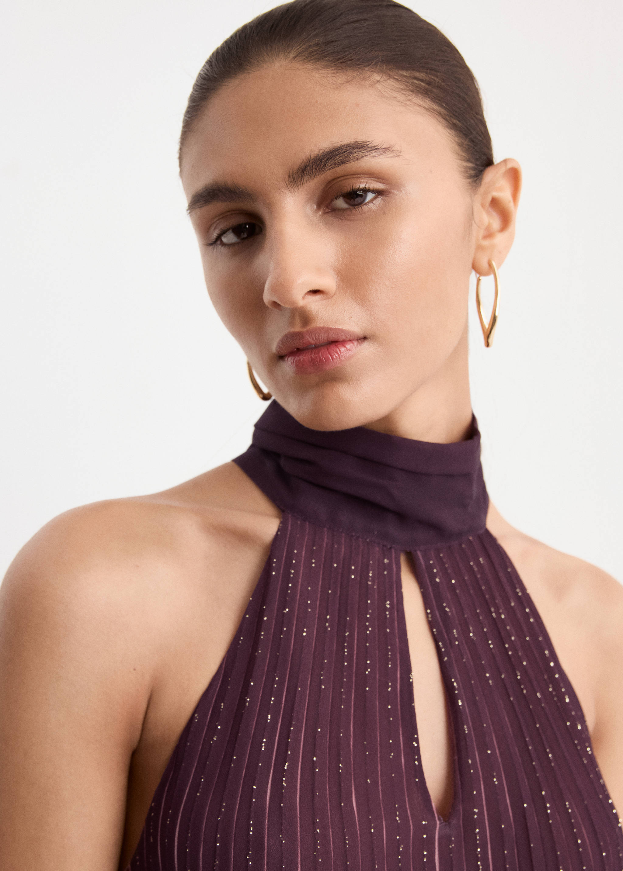 Pleated halter neck dress - Details of the article 1