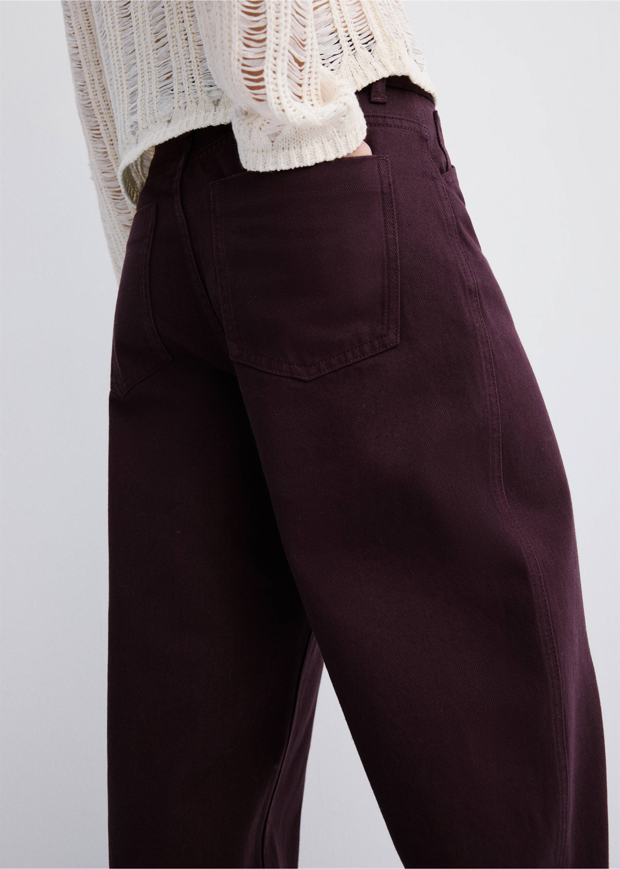 中腰气球牛仔裤 - null, 酒红色. Ref: 27014083-00.