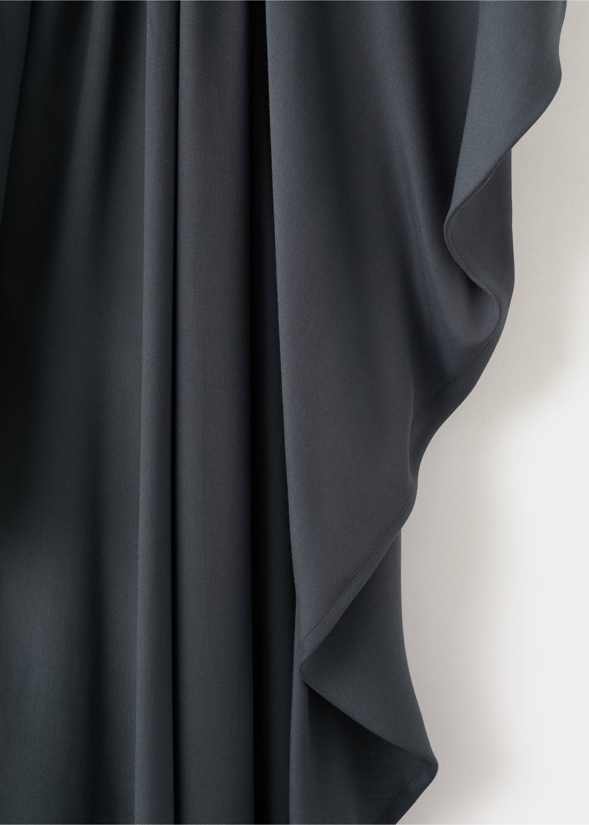Draped dress with three-quarter length sleeves - Details of the article 0, Charcoal. Ref: 27014084-00.