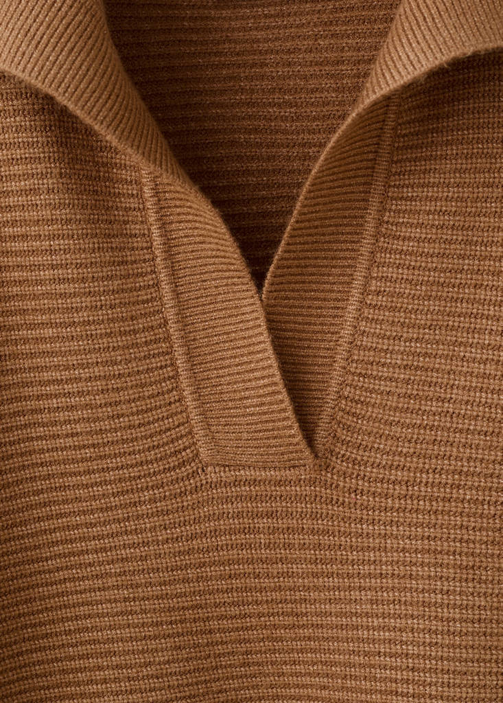 V-neck knit sweater — Tobacco Brown