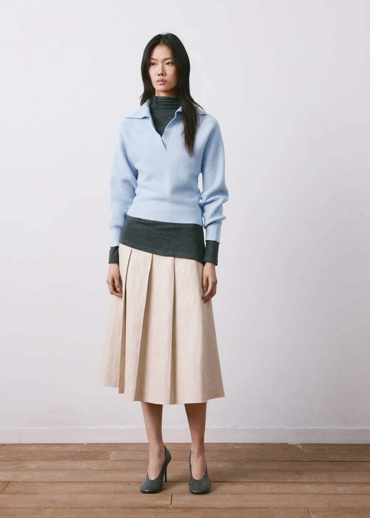 V-neck knit sweater — Sky Blue