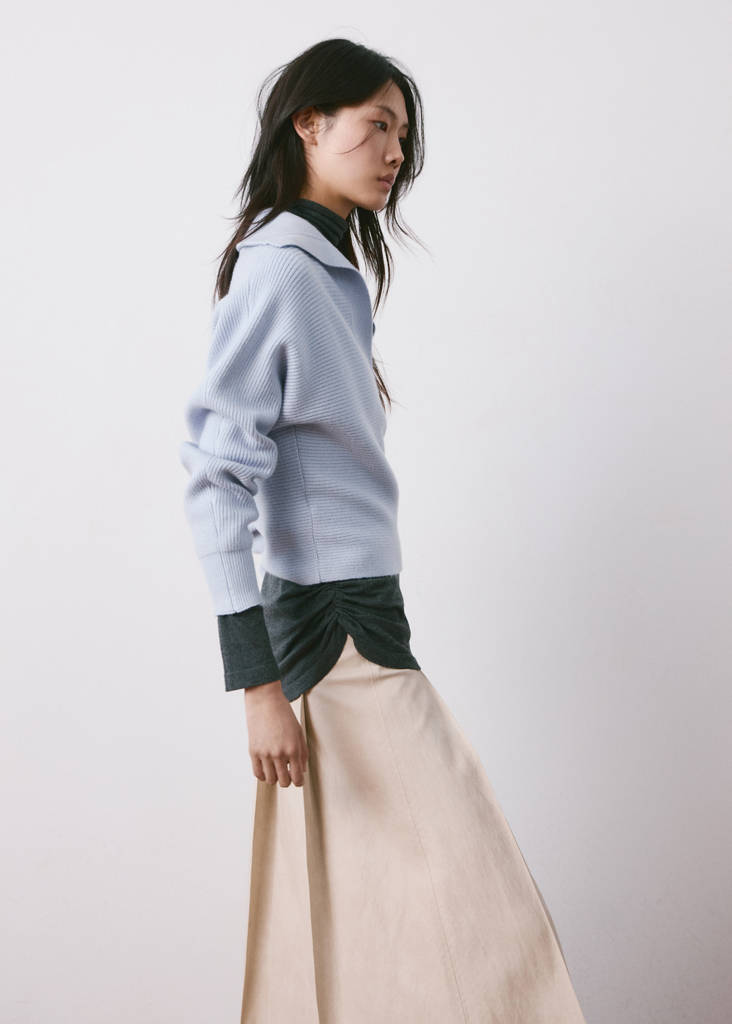 V-neck knit sweater — Sky Blue