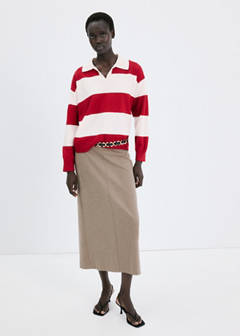 Striped polo-neck sweater — Red 2