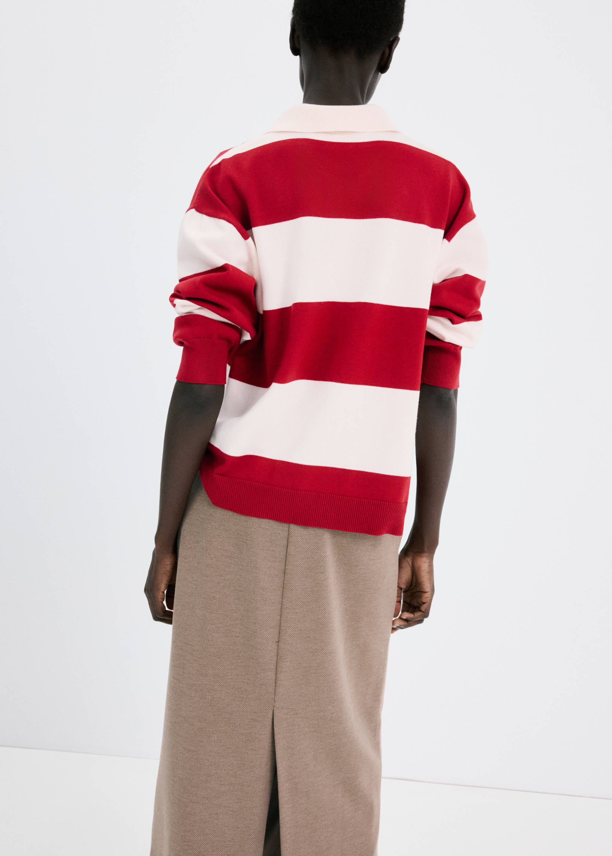 Striped polo-neck sweater - Reverse of the article