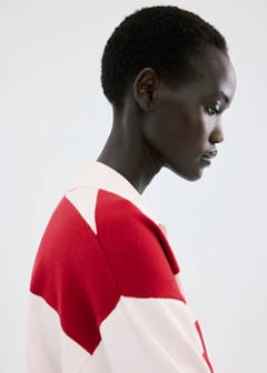 Striped polo-neck sweater — Red 5