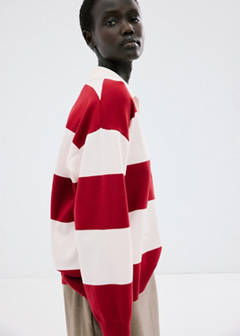 Striped polo-neck sweater — Red 4