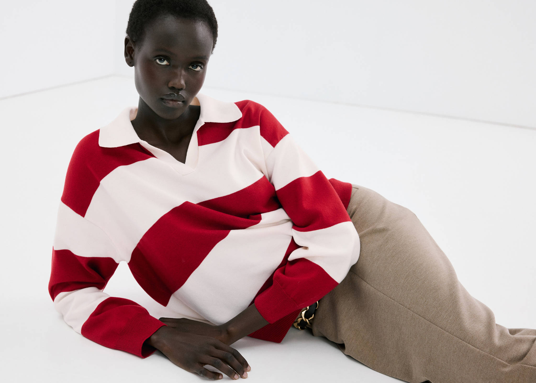 Striped polo-neck sweater - Panoramic plane