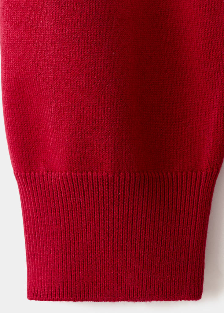 Striped polo-neck sweater — Red