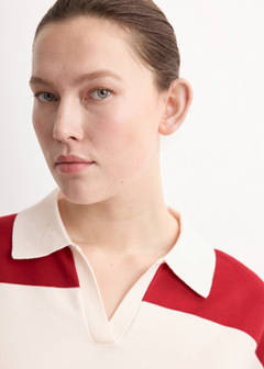 Striped polo-neck sweater — Red 8