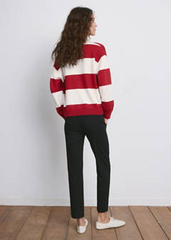 Striped polo-neck sweater — Red 15