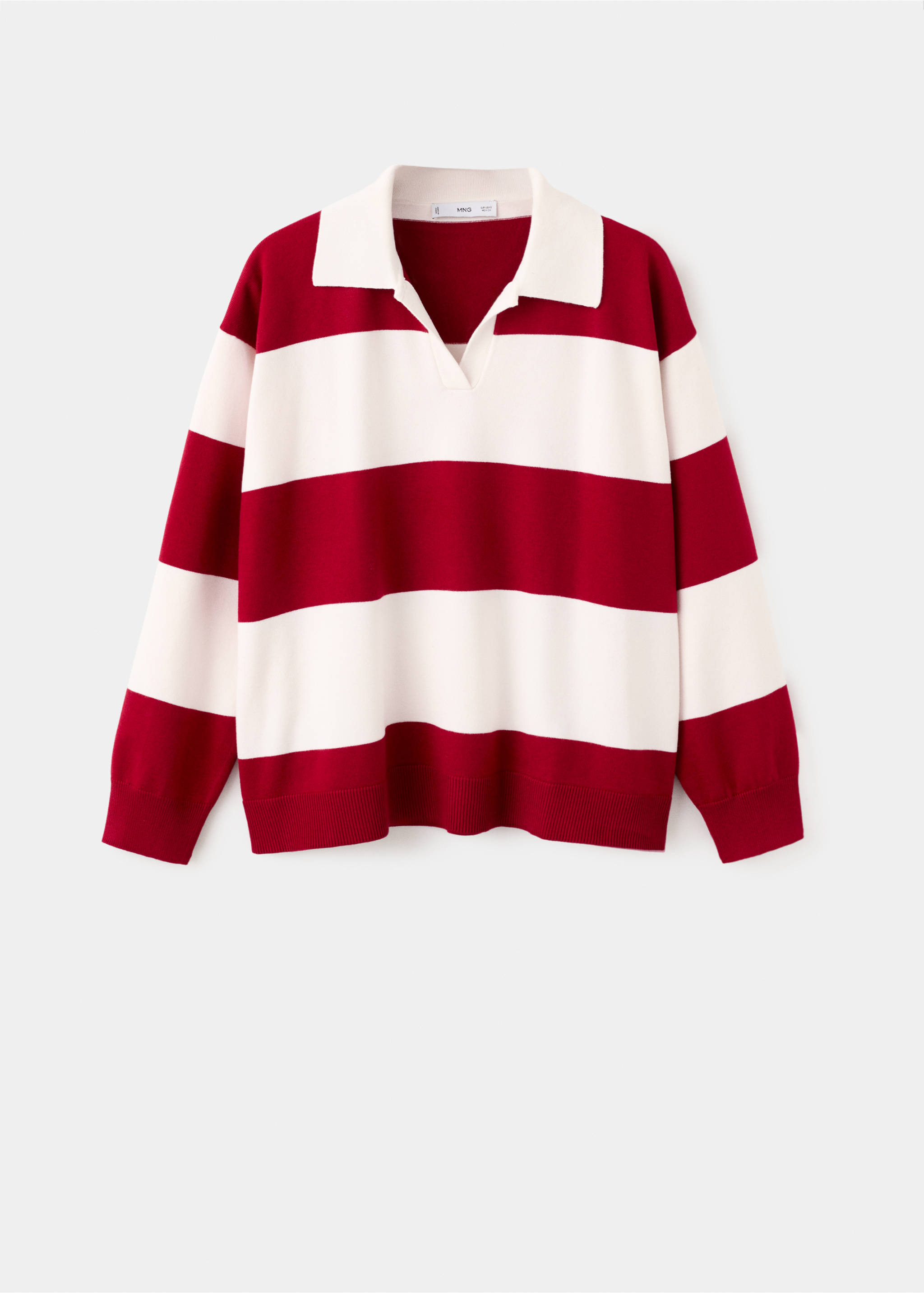 Striped polo-neck sweater - Article without model, Red. Ref: 27014086-00.