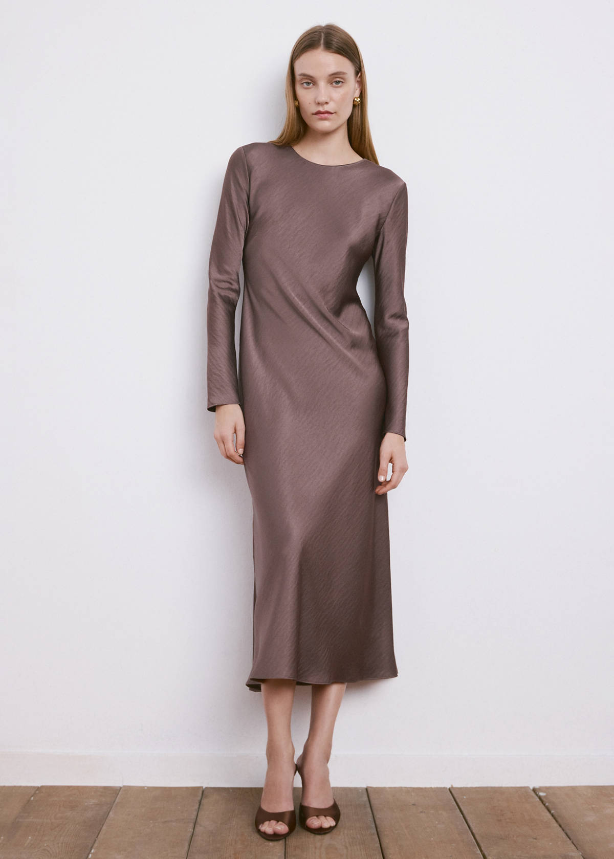 Long satin textured dress — Light/Pastel Purple