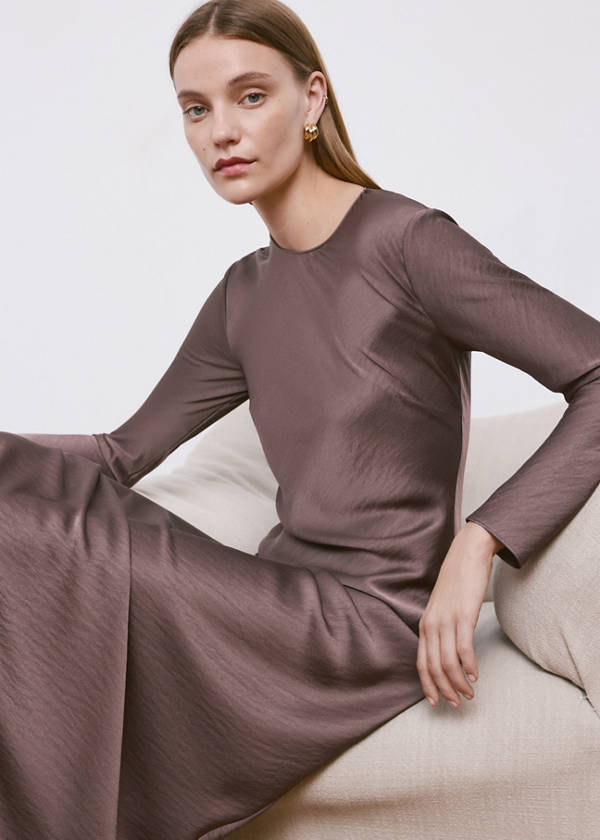 Long satin textured dress — Light/Pastel Purple