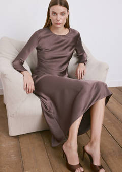 Long satin textured dress — Light/Pastel Purple 5