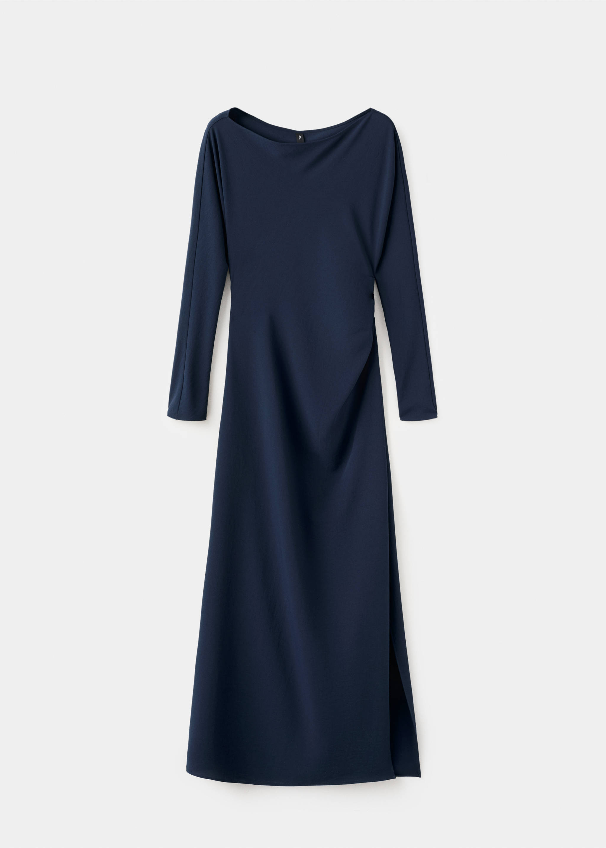 Boat-neck ruched dress - Article without model, Navy. Ref: 27014089-00.