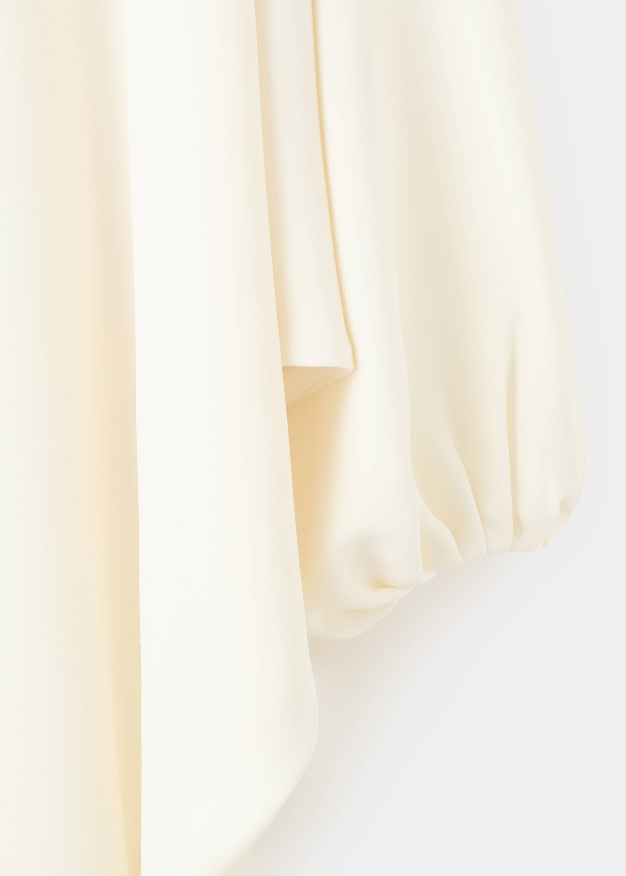 Collared dress with puff sleeves - Details of the article 0, Ecru. Ref: 27014092-00.