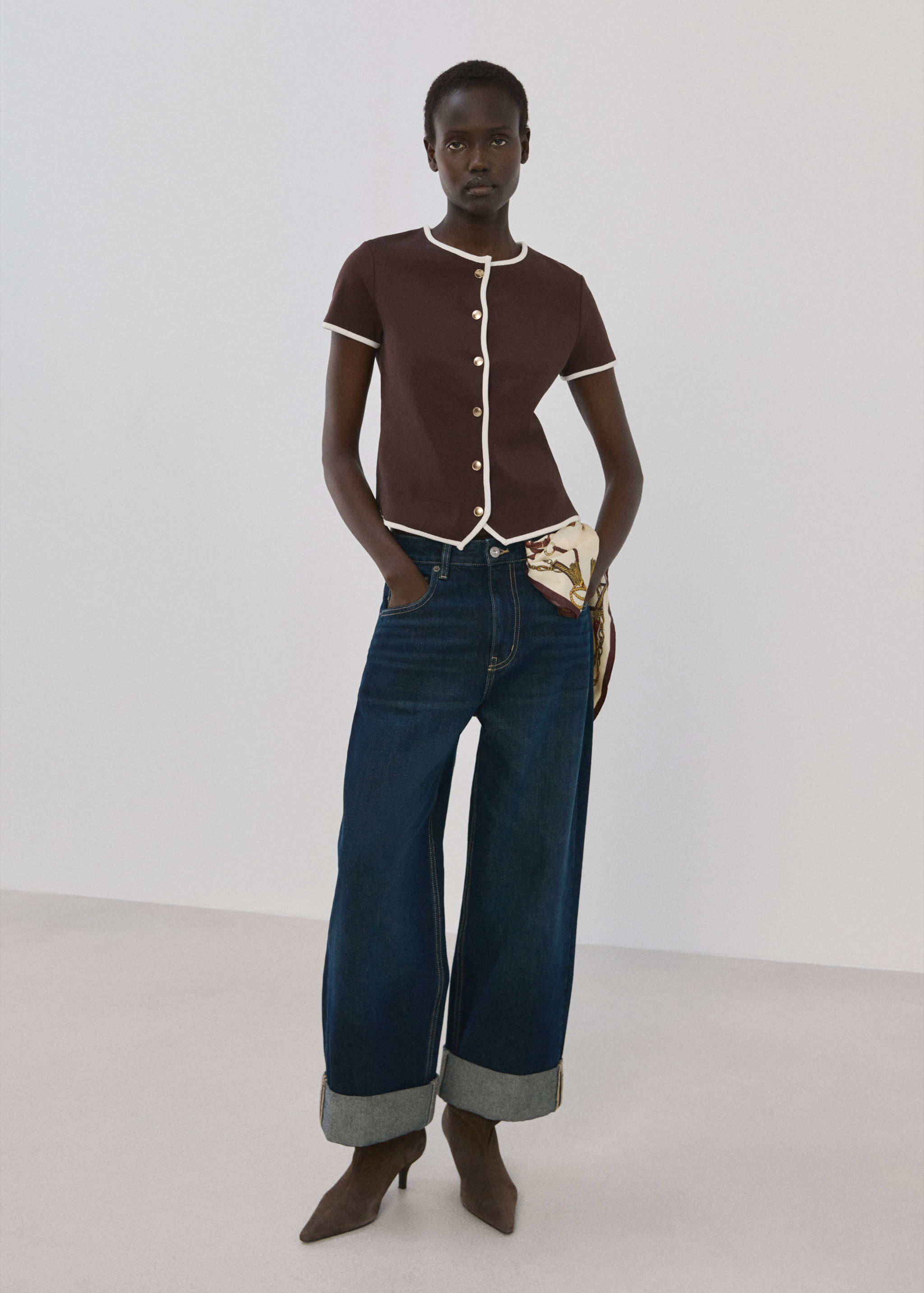 Buttoned cotton T-shirt - General plane