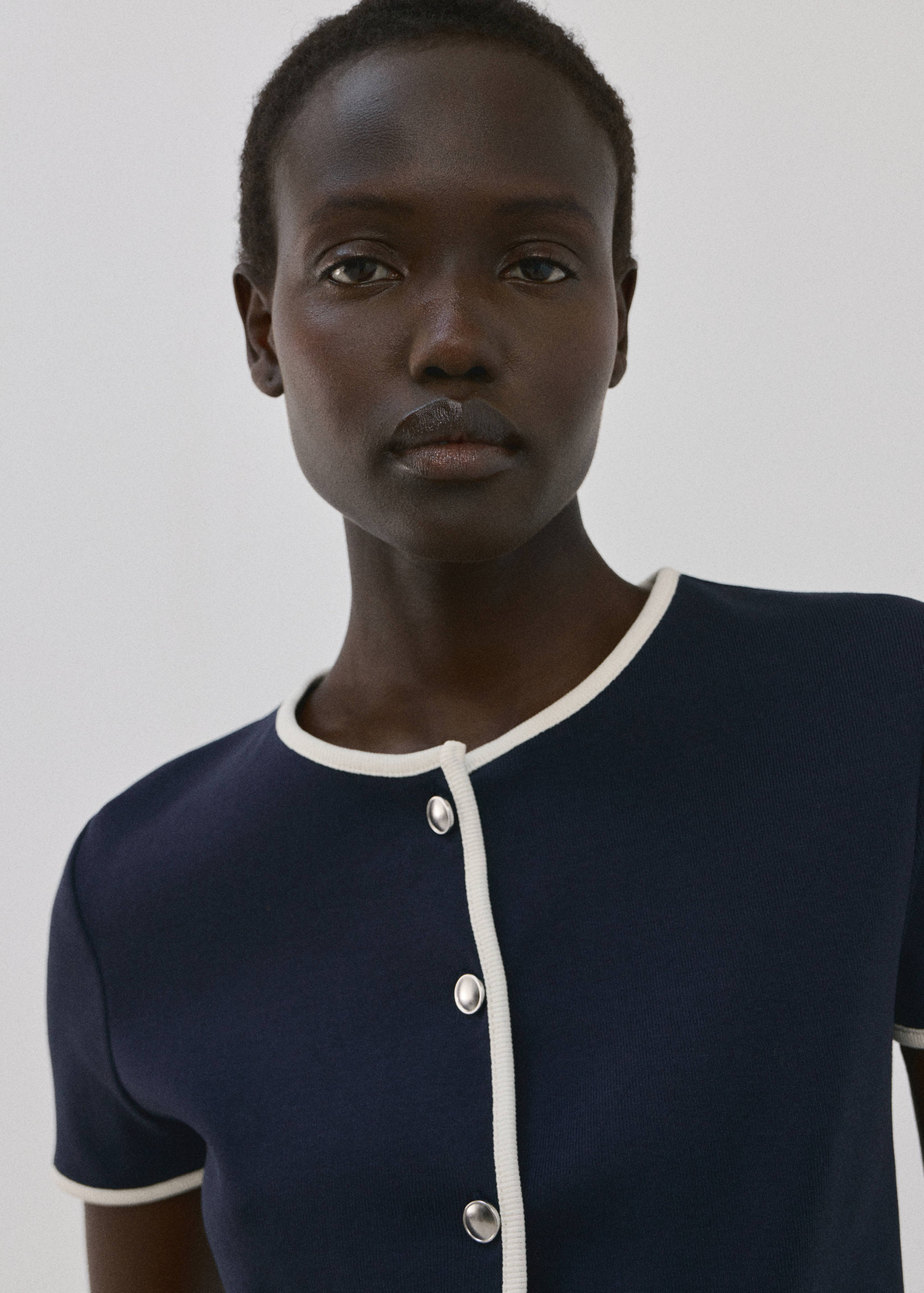 Buttoned cotton T-shirt - Medium plane