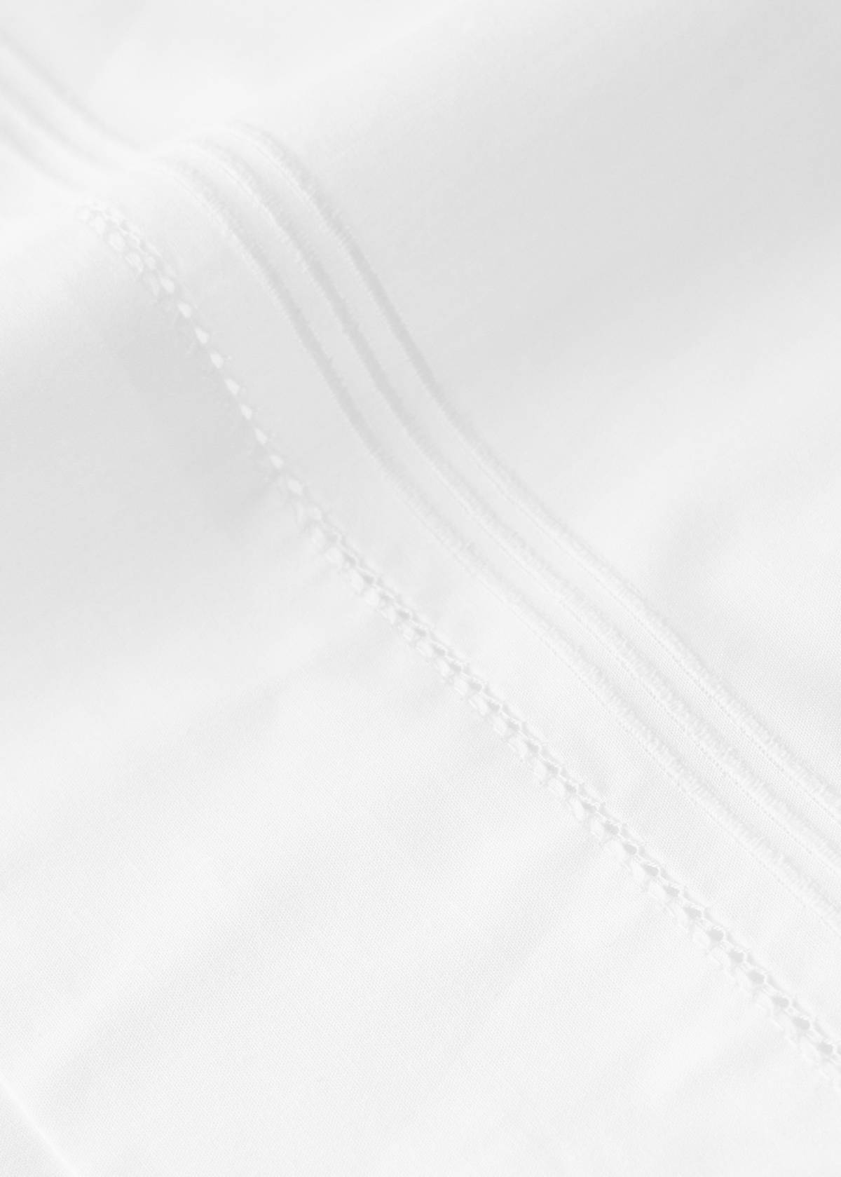 Top sheet crib cotton percale hemstitch detail — White